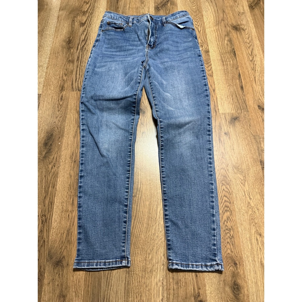 Tribal Jeans Women Size 8 Blue Denim Pants Slim Fit Button Casual